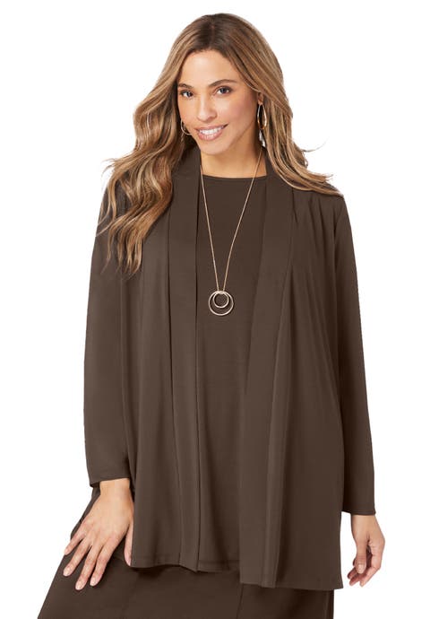 Stretch Knit Open Front Knit Topper (Plus Available)