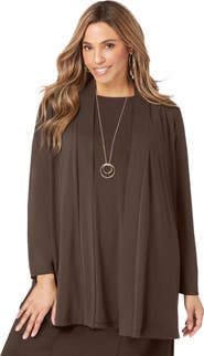 Jessica London Stretch Knit Open Front Knit Topper