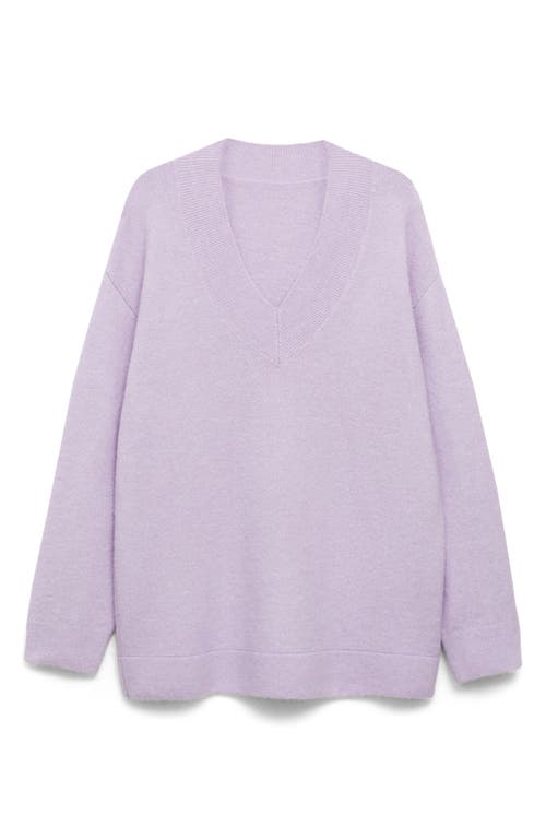 Shop Mango Oversize V-neck Sweater In Light/pastel Purple