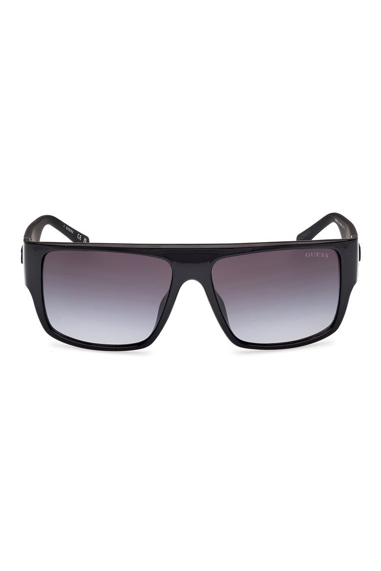 Rectangular Sunglasses, Main, color, SHINY BLACK / GRADIENT SMOKE