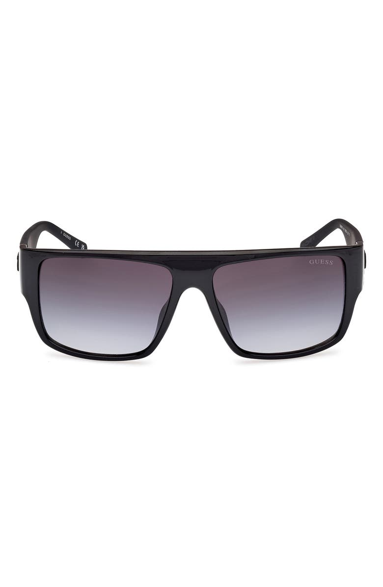 GUESS Rectangular Sunglasses, Main, color, Shiny Black / Gradient Smoke