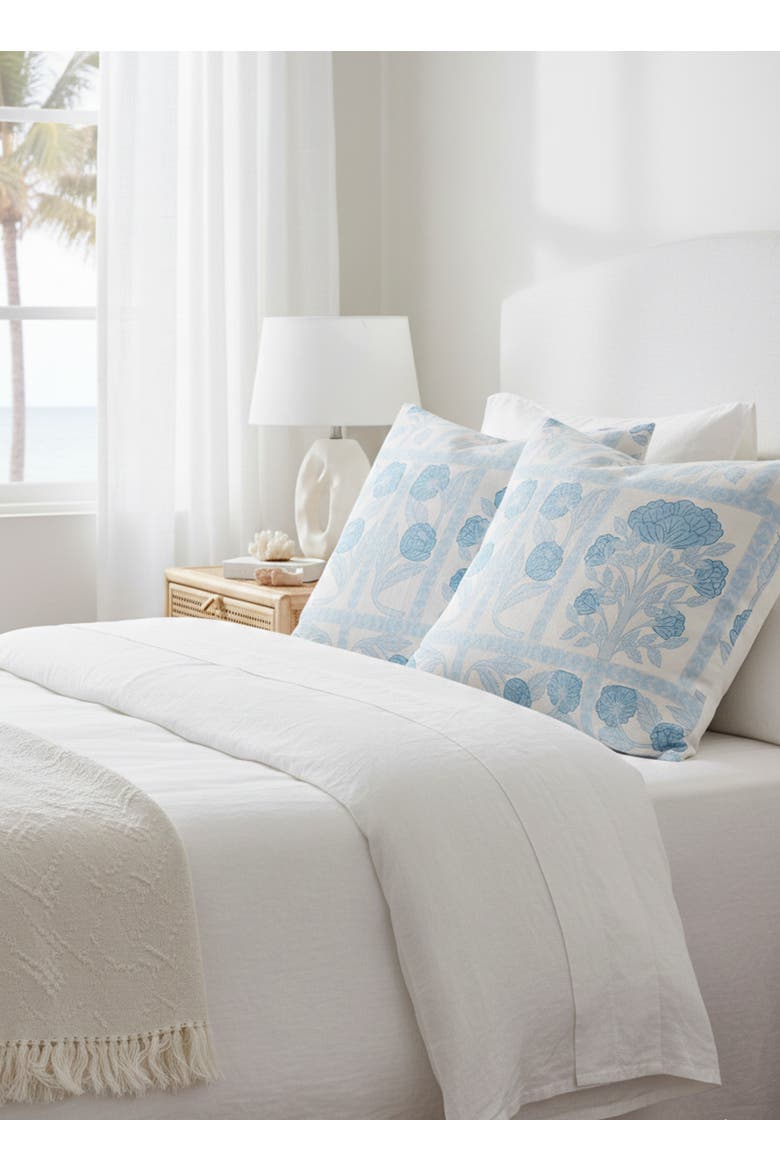 Blossom Field Linen Dutch Euro Pillow Cover Only, Alternate, color, Light Blue