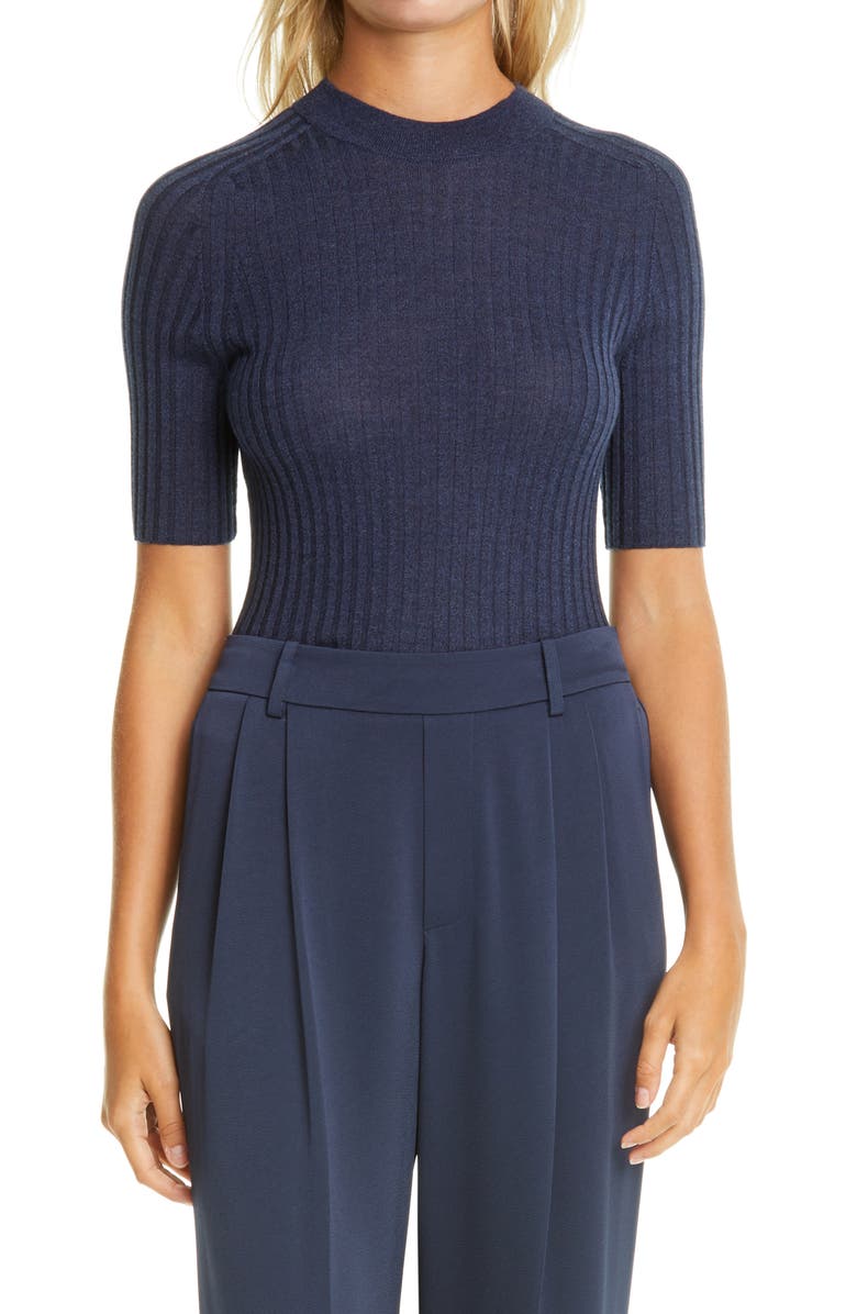 Vince Mock Neck Skinny Rib Sweater, Main, color,