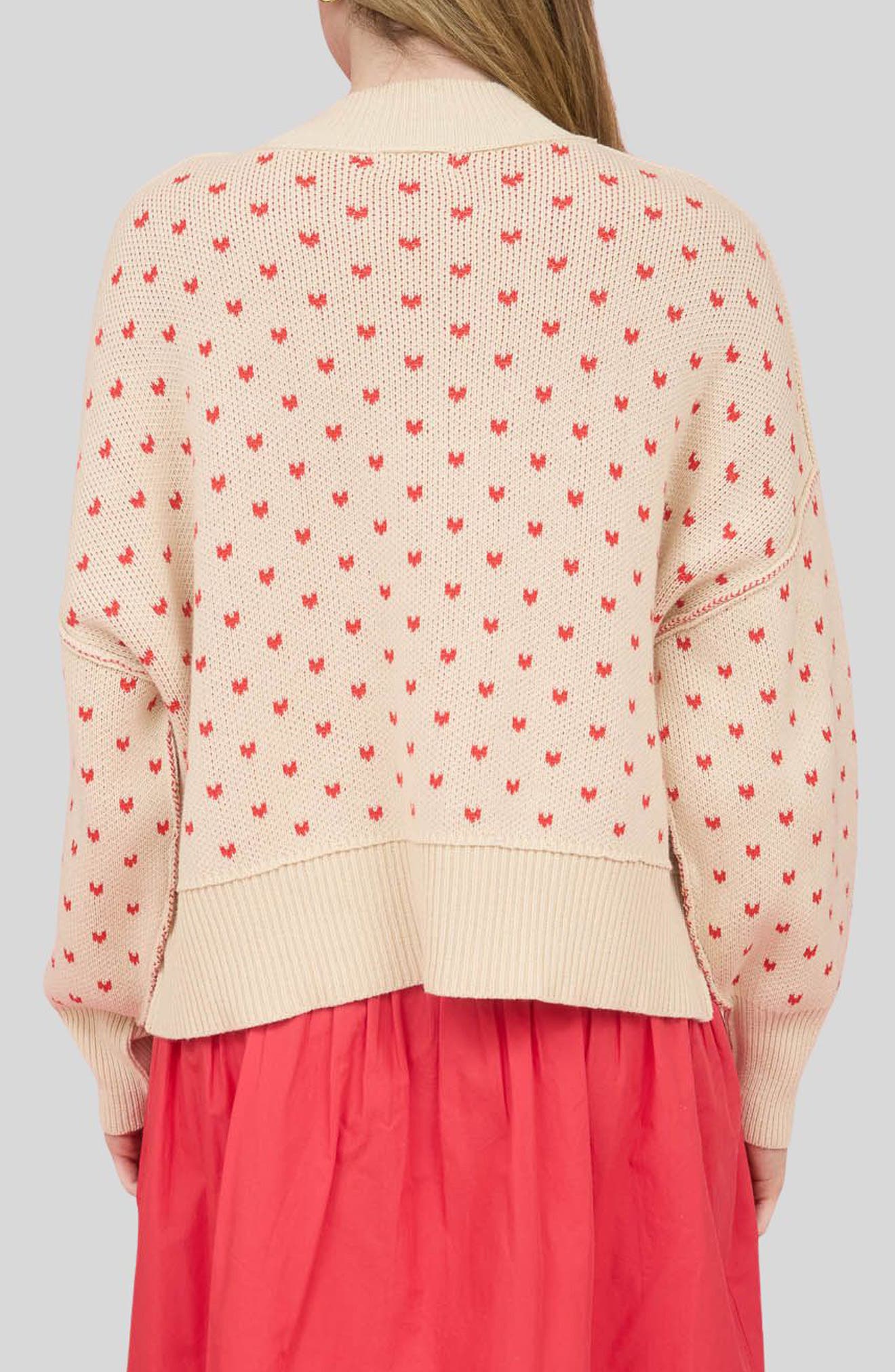 Mock Neck Heart Knit Sweater - image 4