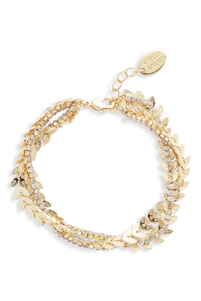 Crystal Wreath Bracelet, Main, color, GOLD/ CRYSTAL
