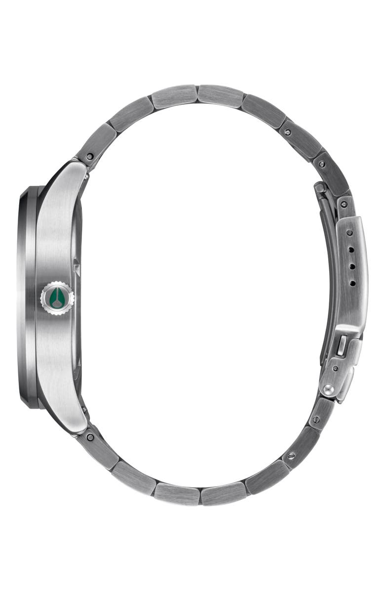 Nixon Sentry Solar Leather Strap Watch, 40mm, Alternate, color, Silver / Jasper