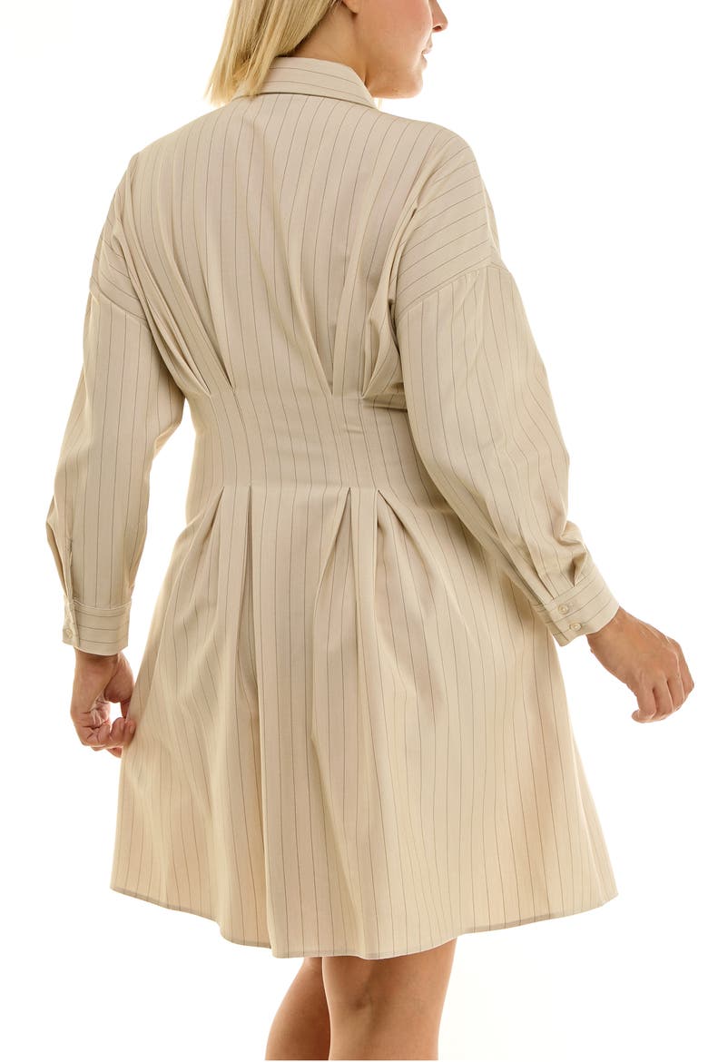 Bi-Stretch Long Sleeve Shirtdress, Alternate, color, TAN / CHOCOLATE