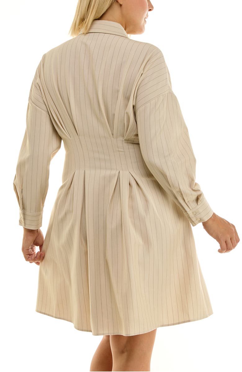 Nicole Miller Poplin Long Sleeve Shirtdress, Alternate, color, Tan / Chocolate