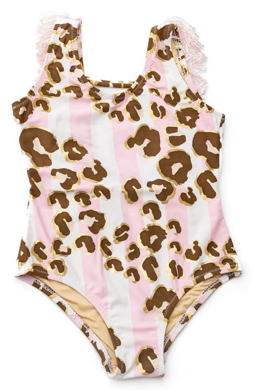 Shade Critters Kids' Fringe Metallic One-piece Swimsuit In Pink Multi