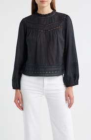 Rails Reyna Lace Inset Cotton Peasant Top