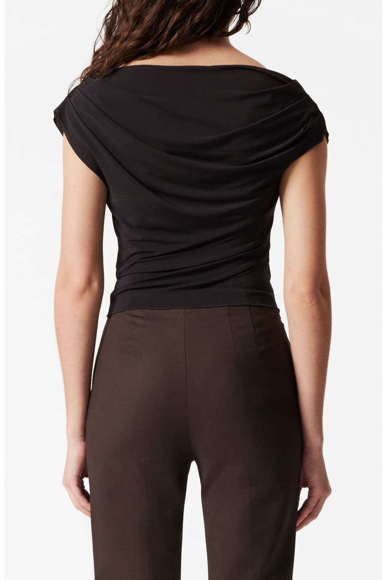 Drape Cap Sleeve Jersey Top, Alternate, color, BLACK DARK