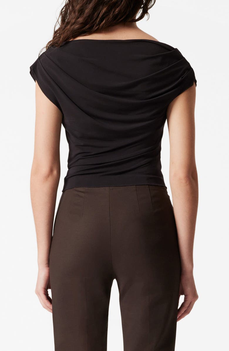 & Other Stories Drape Cap Sleeve Jersey Top, Alternate, color, Black Dark