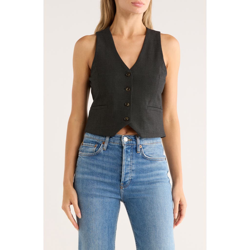 Blanknyc Glen Plaid Vest In Black