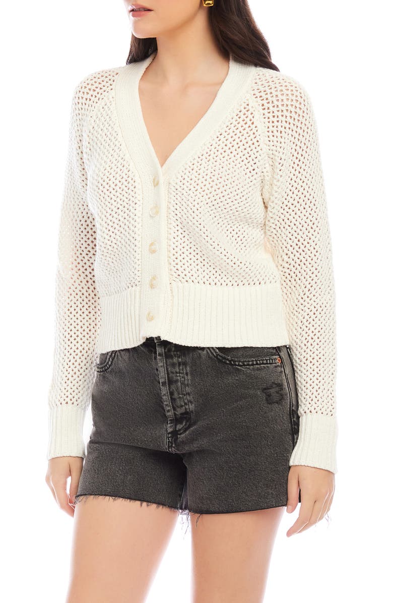 FIFTEEN TWENTY Ellen Open Stitch Cardigan, Alternate, color, Off White