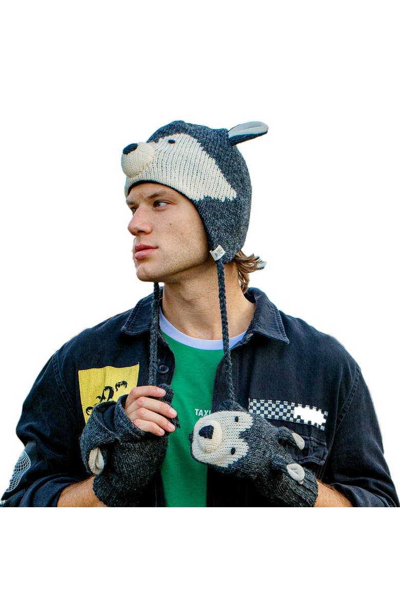 Nirvanna Designs Wolf Hat, Alternate, color, Grey