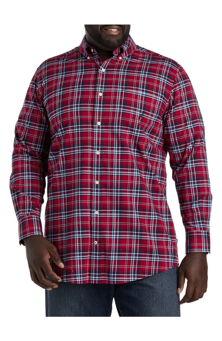 Nautica Plaid Sport Shirt, Alternate, color, Nautical Red