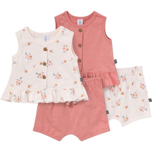 Modern Moments™ By Gerber Sleeveless Peplum Tops And Shorts Set In Lt Rose Flower Bunches/rose