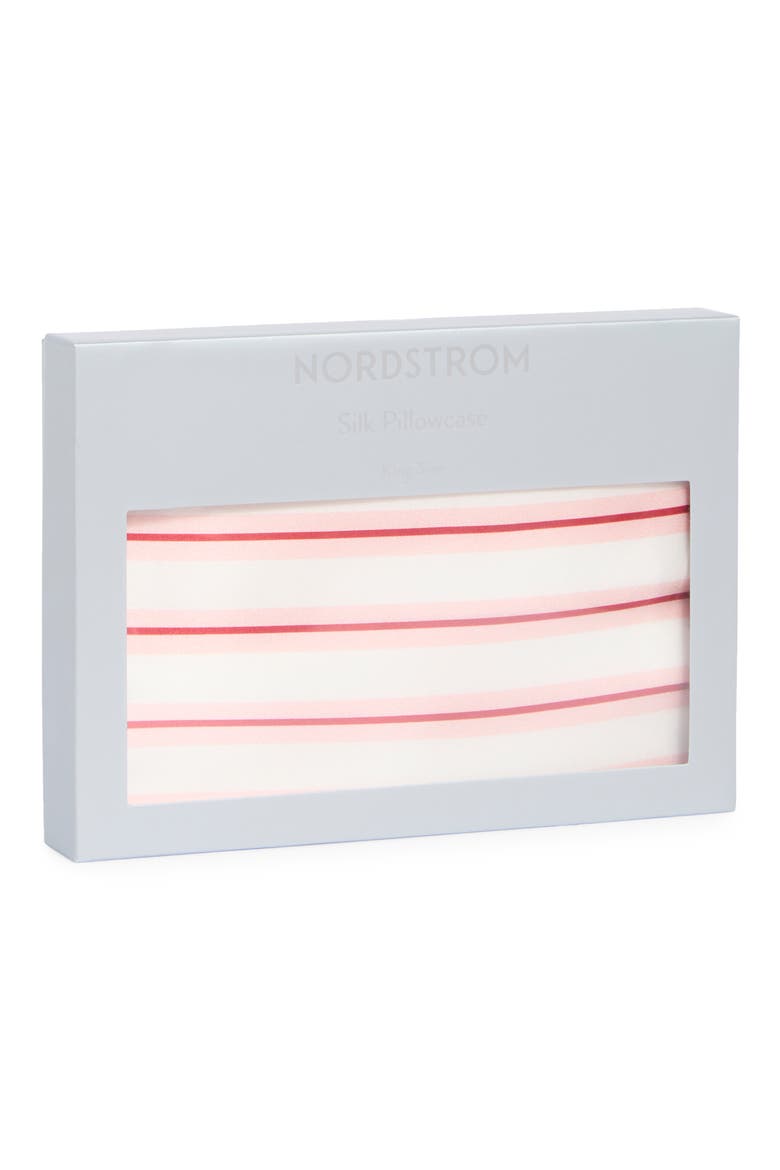Washable Silk Pillowcase, Alternate, color, PINK HINT STRIPE
