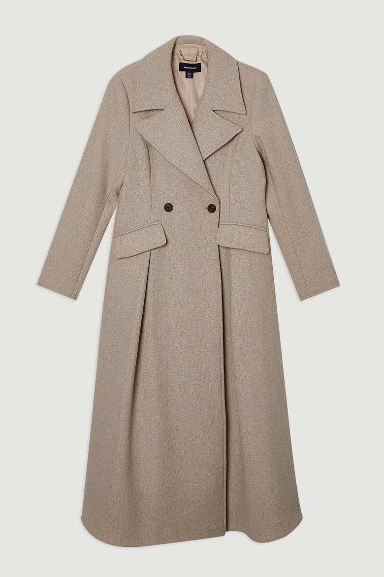 Wool Tailored Flared Skirt Midi Coat, Alternate, color, Oatmeal