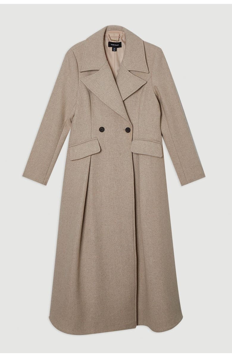 Karen Millen Wool Tailored Flared Skirt Midi Coat, Alternate, color, Oatmeal