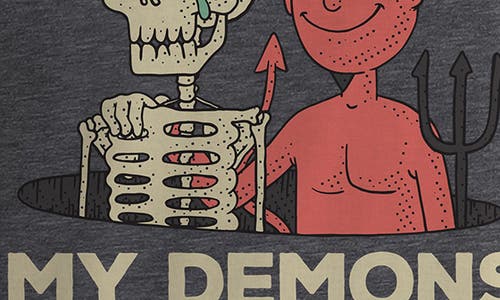Monster Digital Down With My Demons Graphic T-shirt In Gray