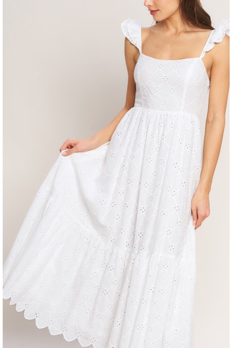 Embroidered Eyelet Cotton Sundress, Alternate, color, WHITE