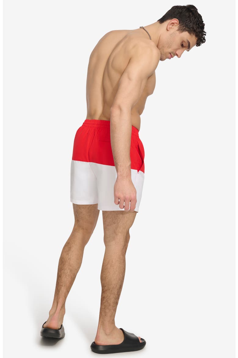 Colorblock Swim Trunks, Alternate, color, RED