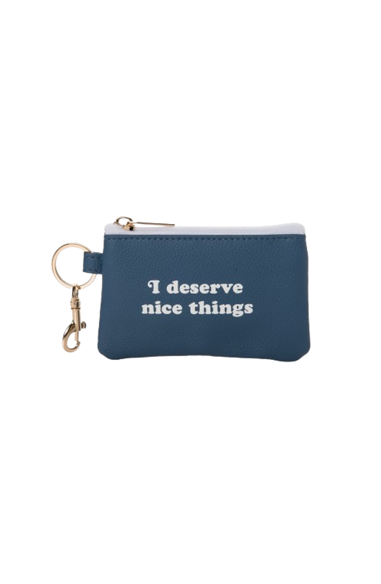 Totalee Gift Blue I Deserve Nice Things Keyring Zip Wallet Polyester Blue, Main, color, Blue