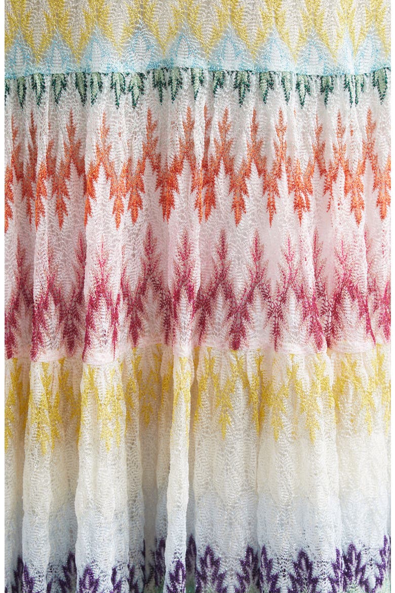 Tiered Raschel Metallic Zigzag Maxi Skirt, Alternate, color, MULTICOLOR ON WHITE BASE