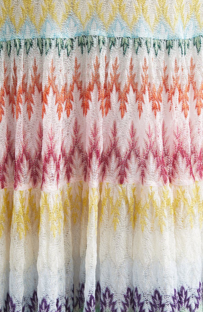 Missoni Tiered Raschel Metallic Zigzag Maxi Skirt, Alternate, color, Multicolor On White Base