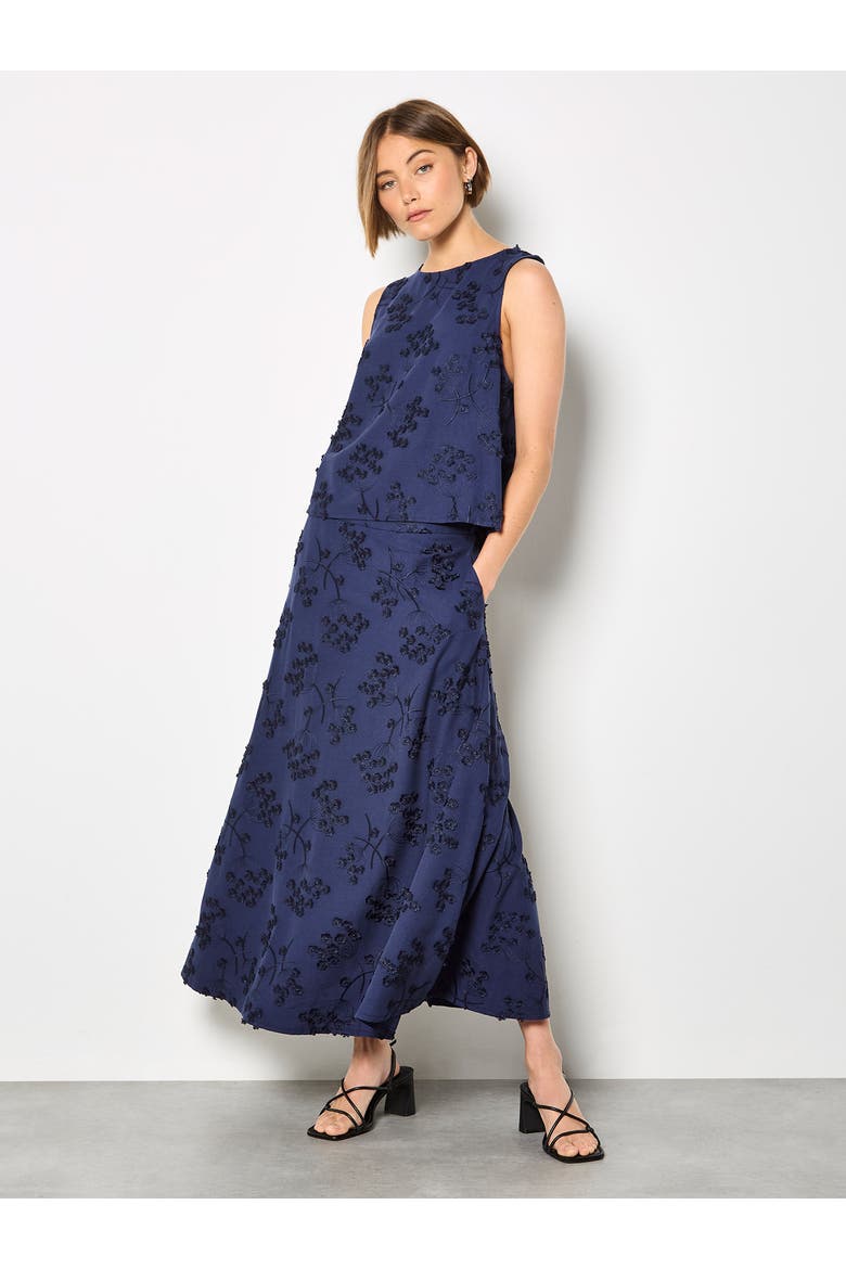 Dandellion Embroidered Skirt, Alternate, color, Navy