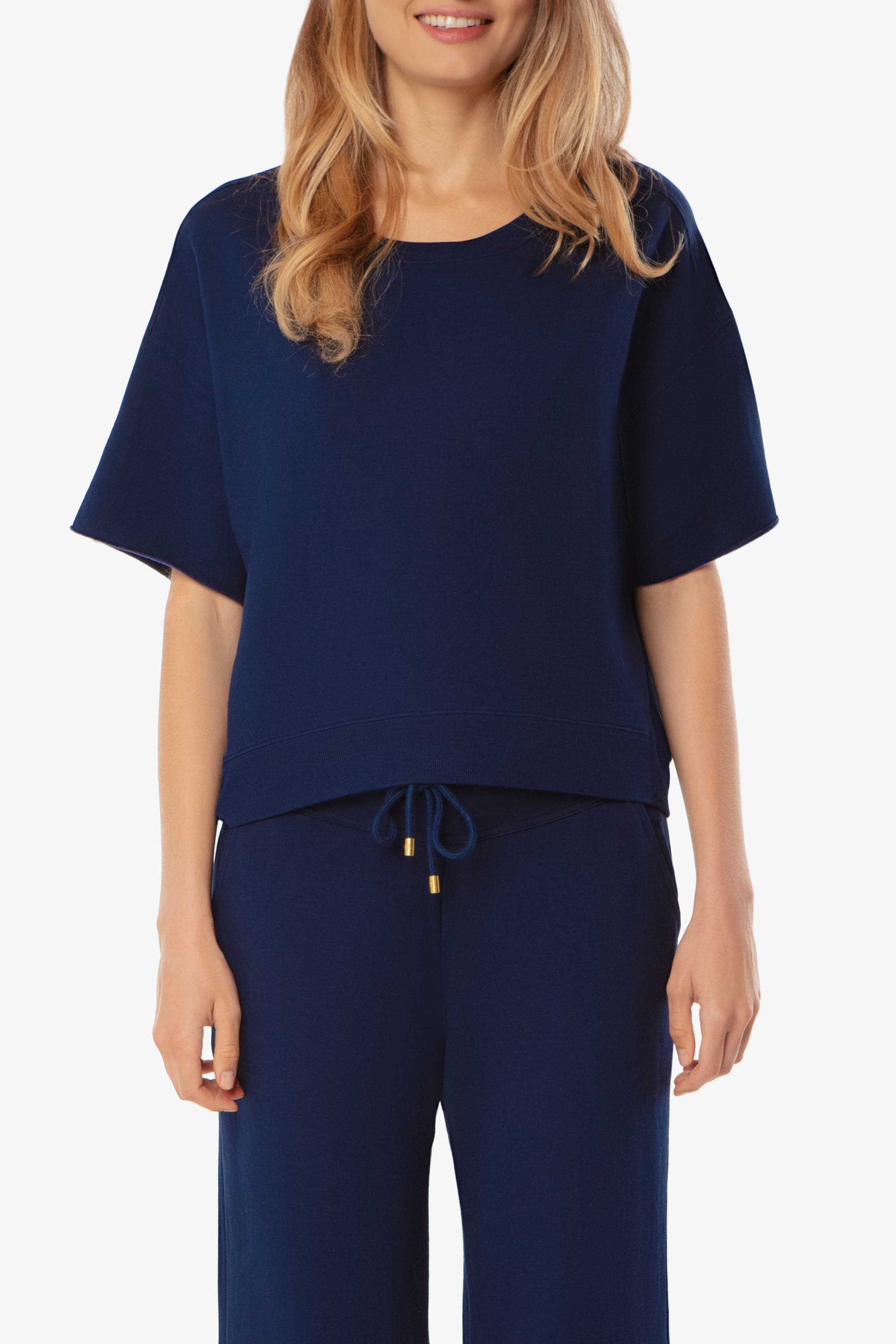 Helen Jon Short Sleeve Pullover In Blue