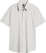 BOSS Roan Kent Slim Fit Short Sleeve Performance Button-Up Shirt