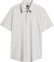 BOSS Roan Kent Slim Fit Short Sleeve Performance Button-Up Shirt