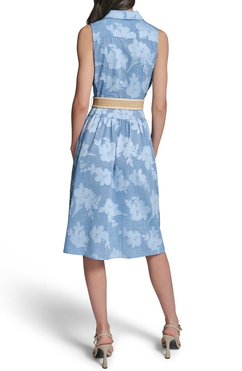KARL LAGERFELD PARIS Flora Sleeveless Denim Midi Dress, Alternate, color, Medium Wash