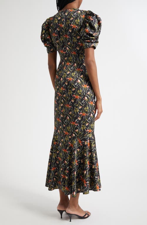 Cinq À Sept Windswept Print Puff Sleeve Maxi Dress In Multi