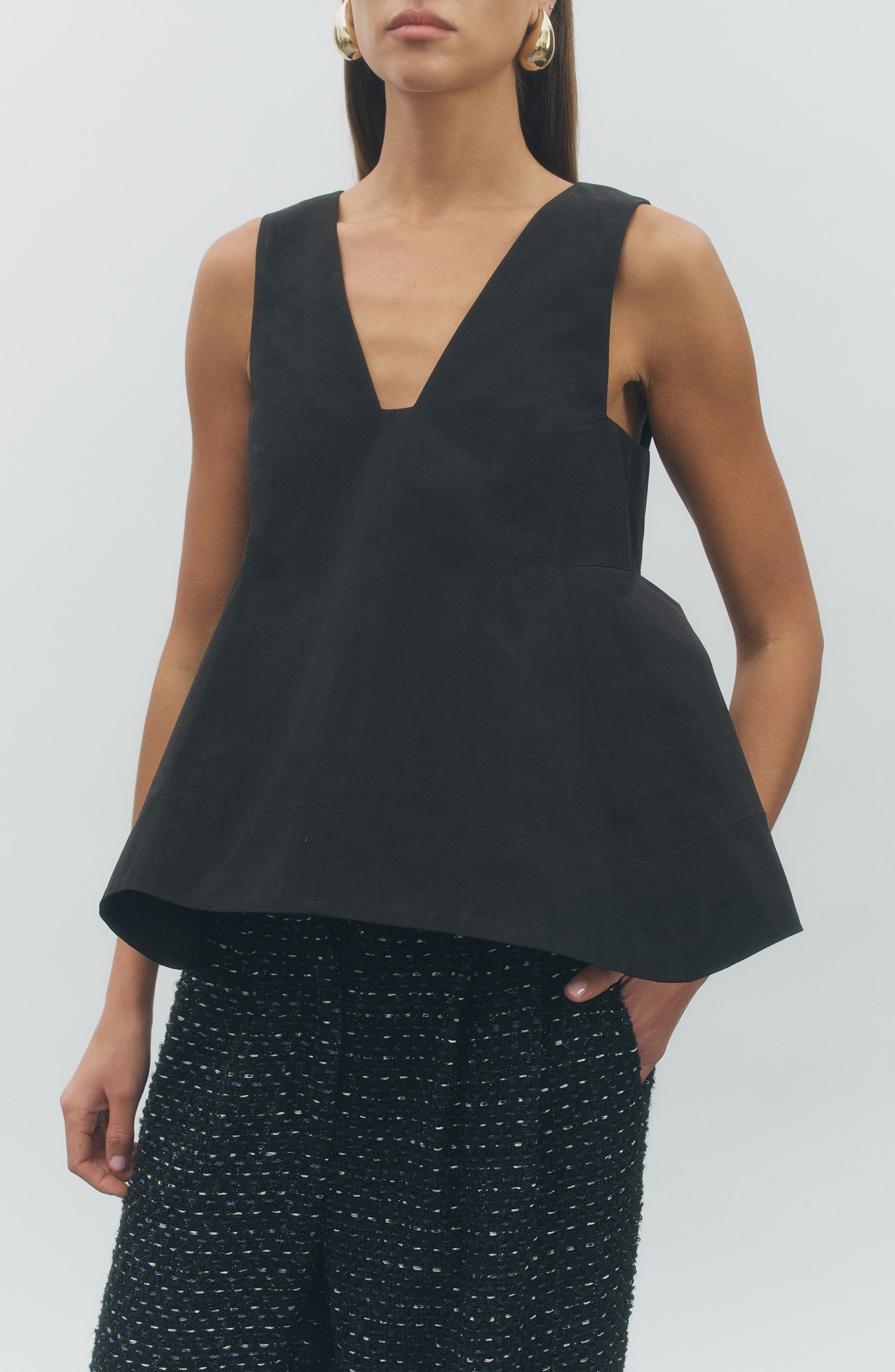 MAUDE CLUB Tory Peplum Cotton Top (Women) | Nordstrom