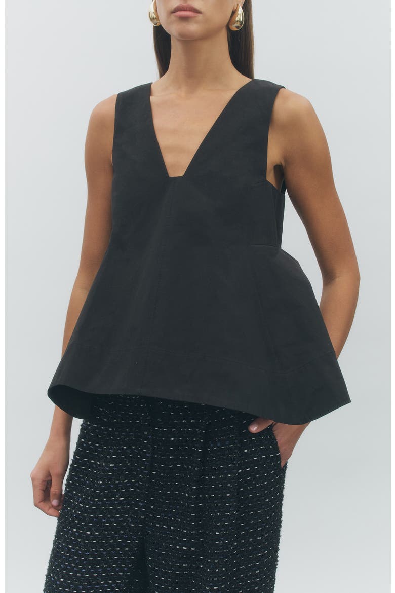 Tory Peplum Cotton Top, Alternate, color, BLACK