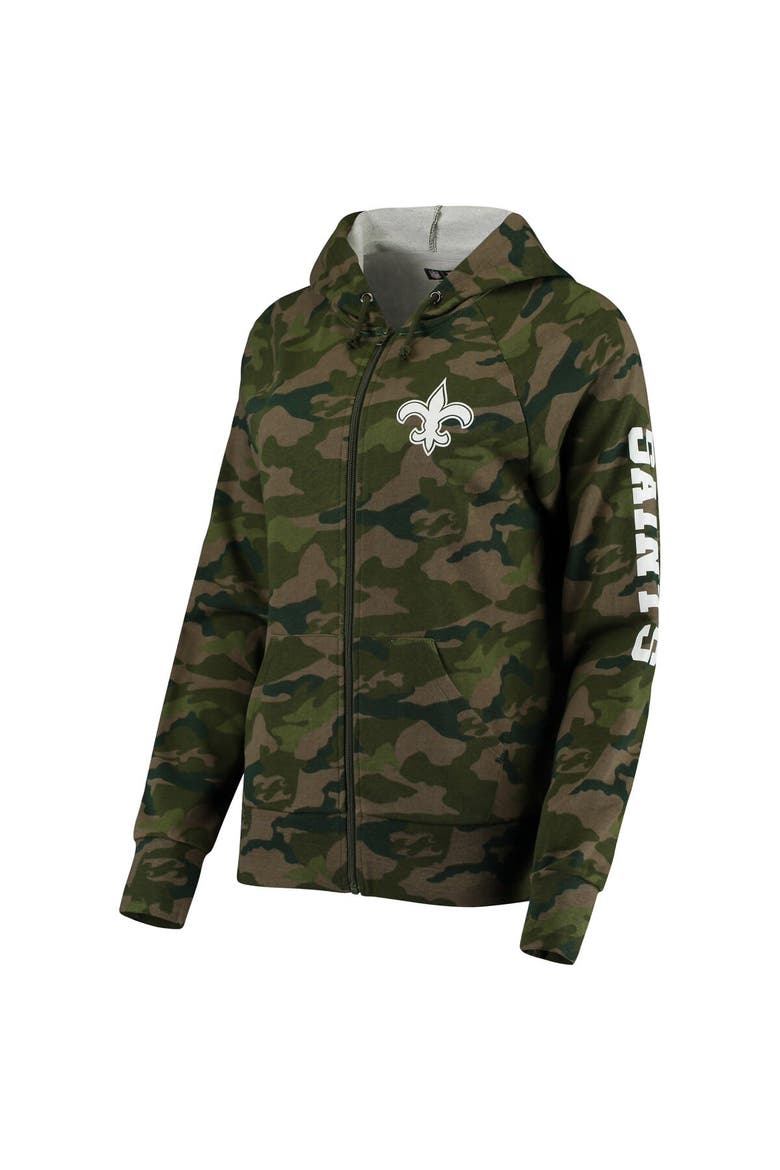 Women's New Era Camo New Orleans Saints Raglan Full-Zip Hoodie, Alternate, color, Camo