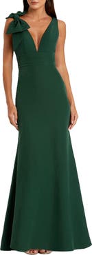 Mac Duggal Sleeveless V Neck Bow Detail Mermaid Gown