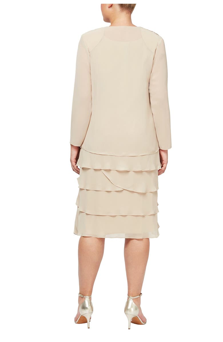 SLNY Embellished Tiered Dress with Jacket, Alternate, color, 