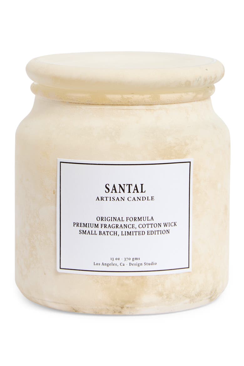 Sandblasted Apothecary Jar Candle, Main, color, SANTAL