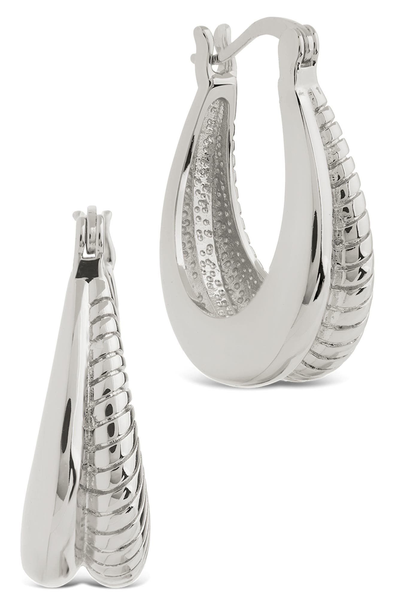 Sterling Forever Athena Rib Hoop Earrings