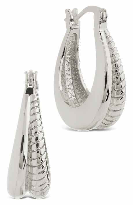 Sterling Forever Athena Rib Hoop Earrings