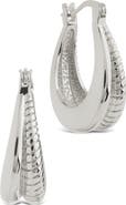 Sterling Forever Athena Rib Hoop Earrings