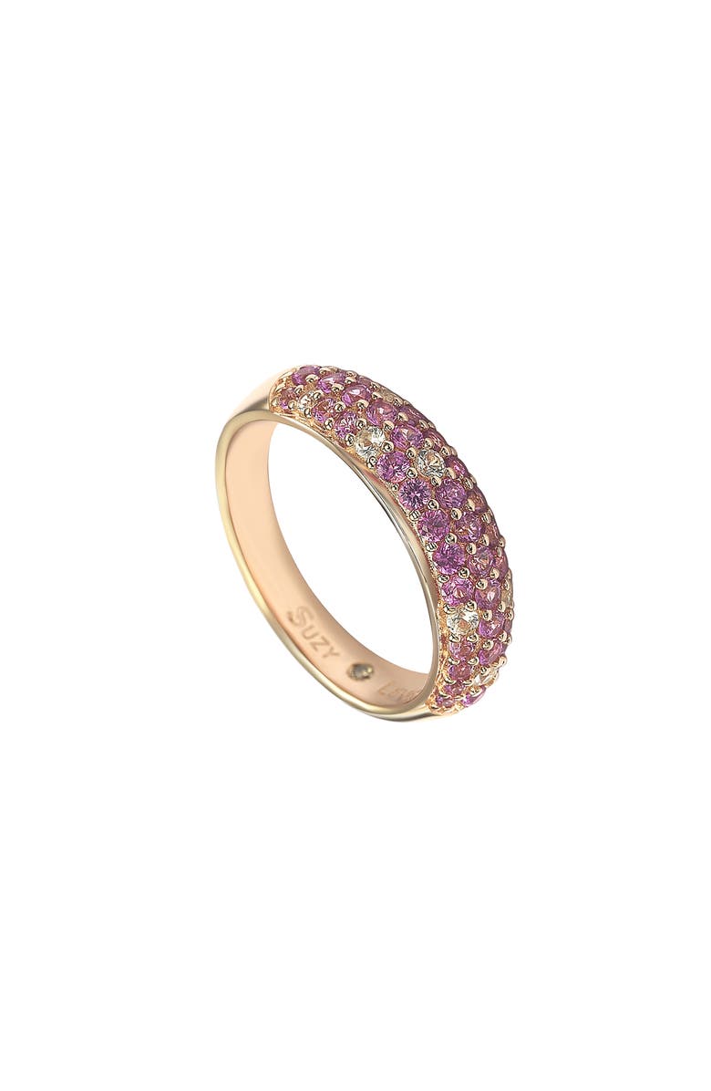 SUZY LEVIAN Goldtone Plate Sterling Silver Pink Sapphire White Sapphire Ring, Main, color, 