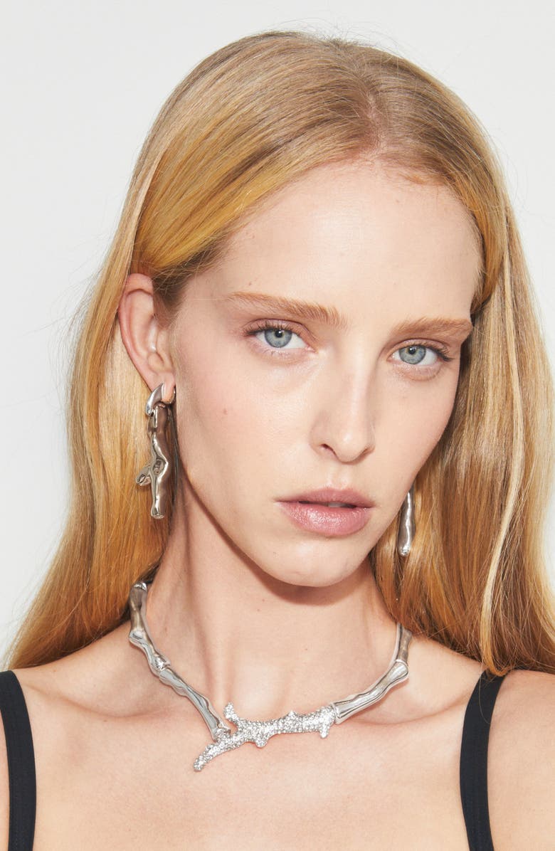 Tory Burch Crystal Coral Necklace, Alternate, color, Light Silver / Crystal