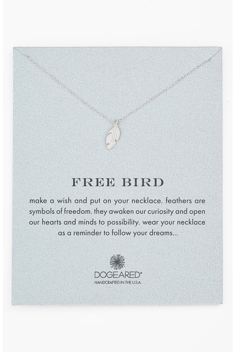 'Reminder - Free Bird' Feather Necklace, Main, color, STERLING SILVER