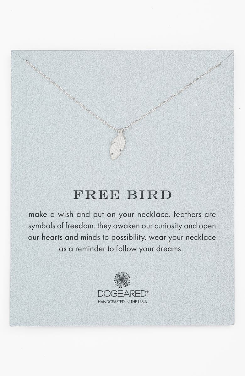 Dogeared 'Reminder - Free Bird' Feather Necklace, Main, color, 