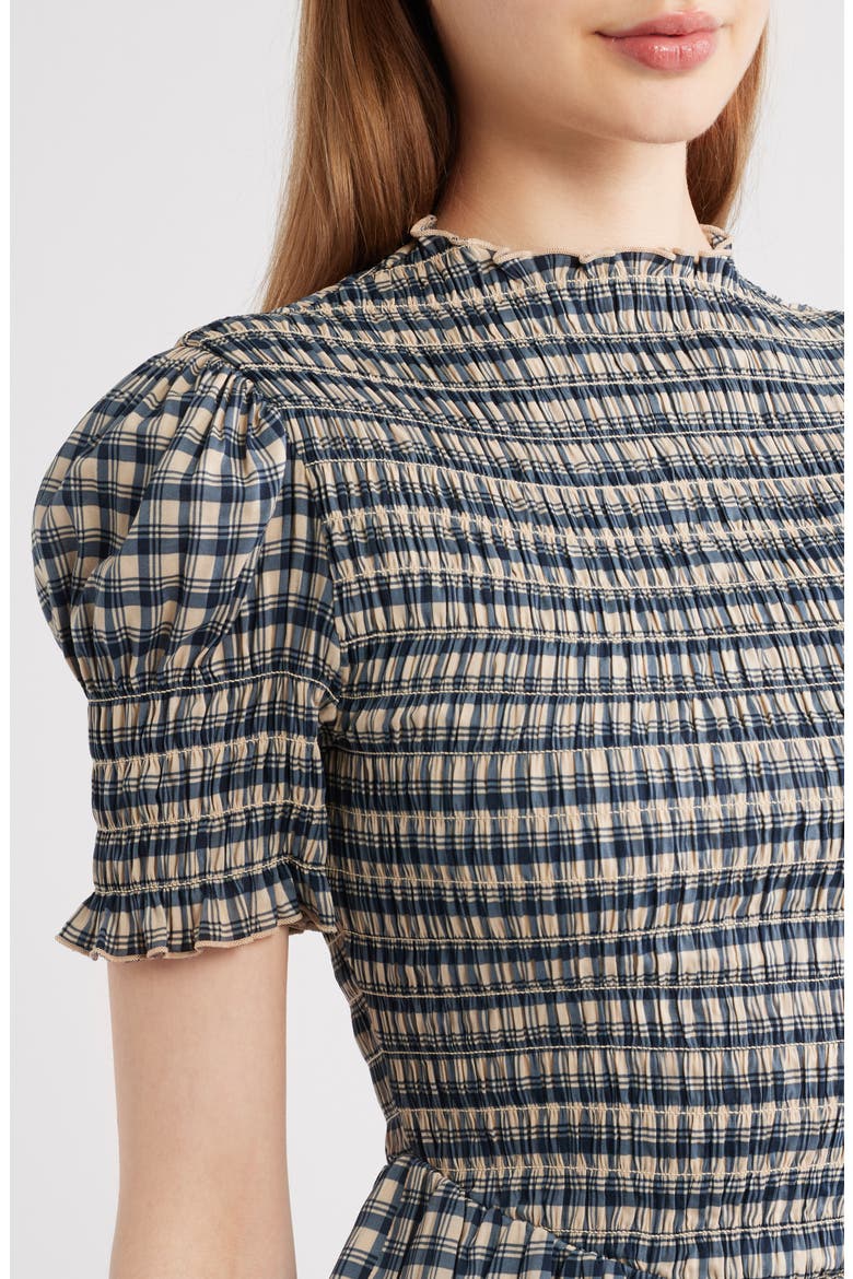 Aggie Smocked Ruffle Hem Top, Alternate, color, BEACON CHECK